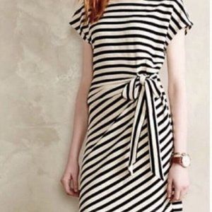 ❌️Anthropologie Saturday Sunday Medium Side Tie Dress Black Ivory Stripes